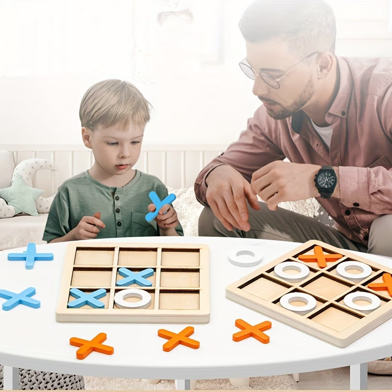 Wooden XO Nine-Grid Puzzle Game