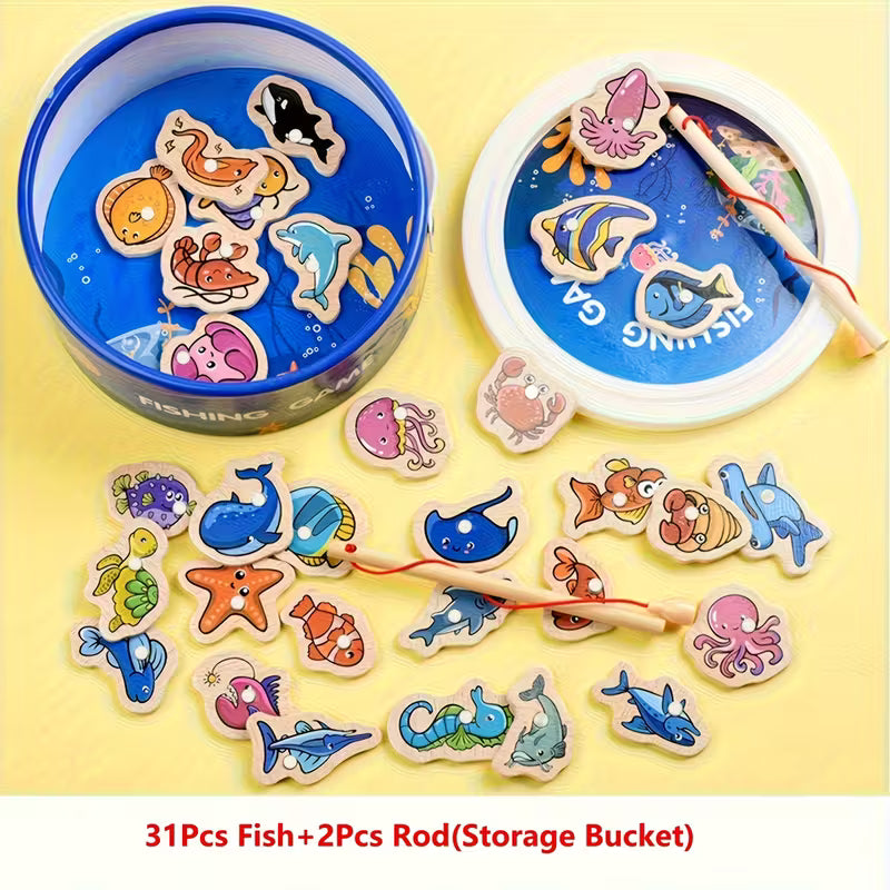 Wooden Magnetic Ocean Fishing Game