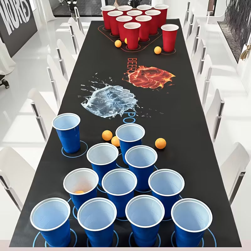 Beer Pong Table Cloth and Cups