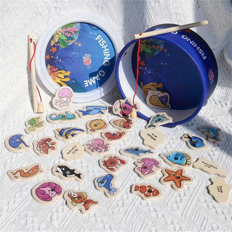 Wooden Magnetic Ocean Fishing Game