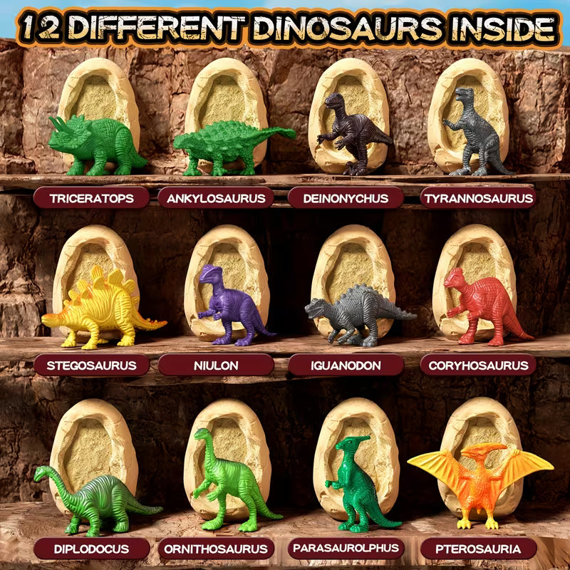 12 Ephemeral Dinosaur Egg Digging Toy Set