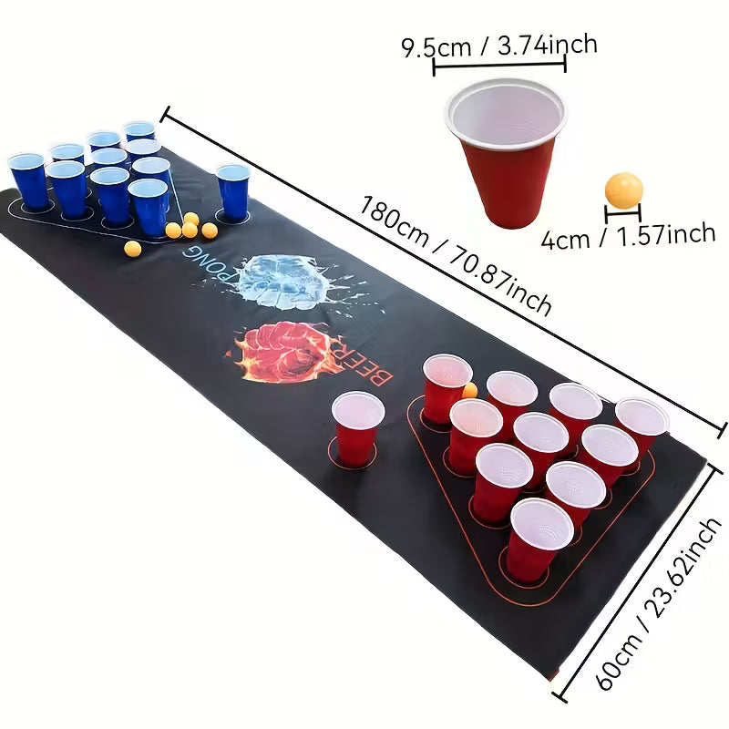 Beer Pong Table Cloth and Cups