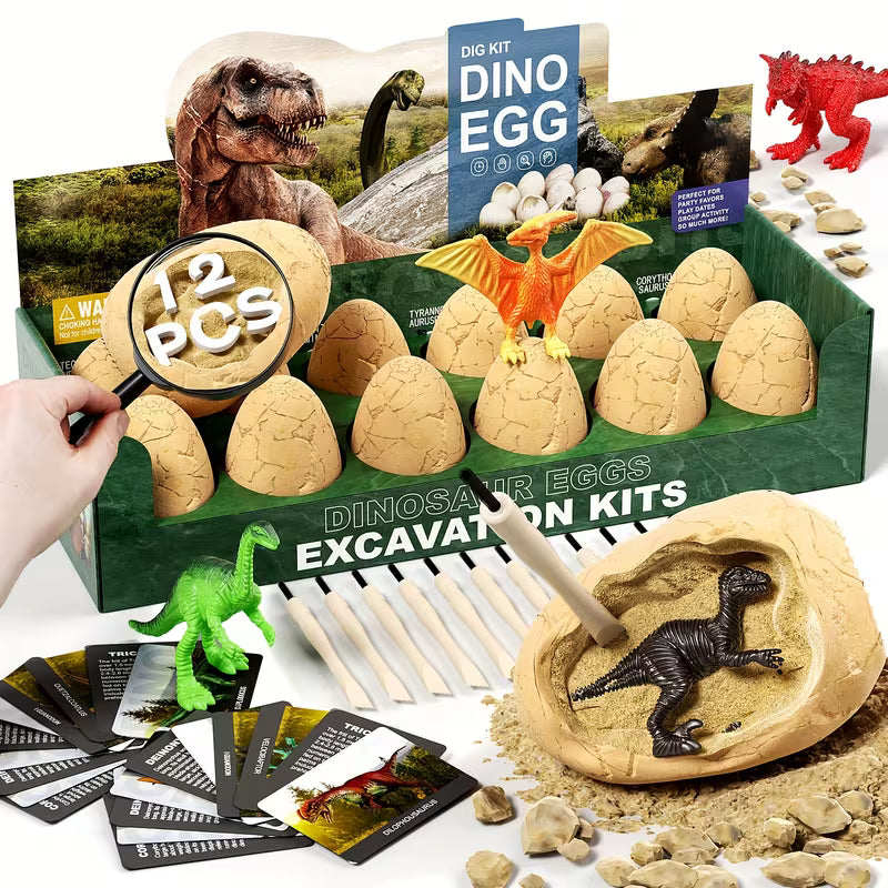 12 Ephemeral Dinosaur Egg Digging Toy Set