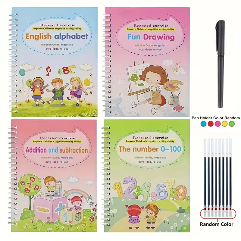 Reusable Handwriting Practice Workbooks (4-Piece Set)