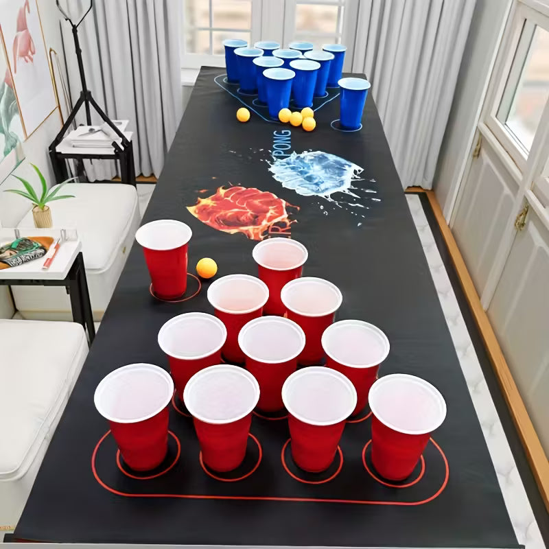 Beer Pong Table Cloth and Cups