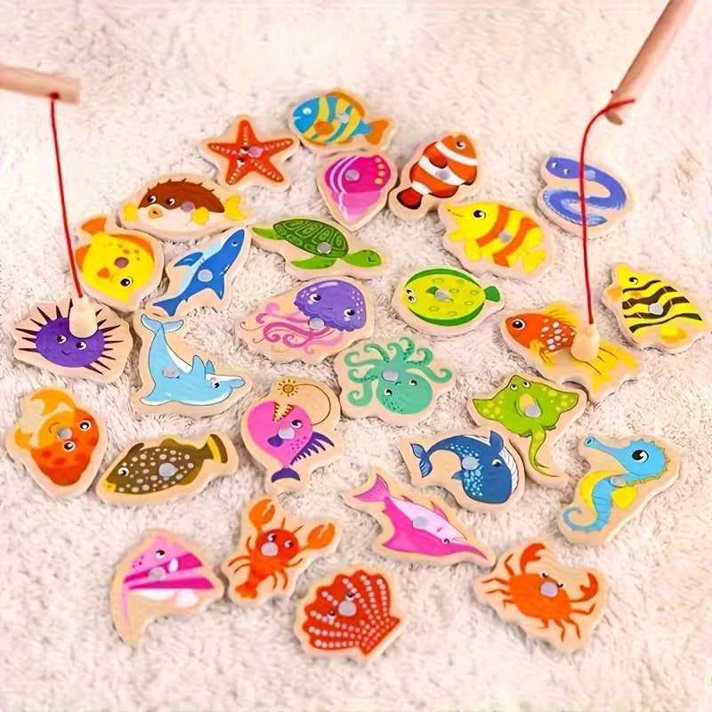 Wooden Magnetic Ocean Fishing Game