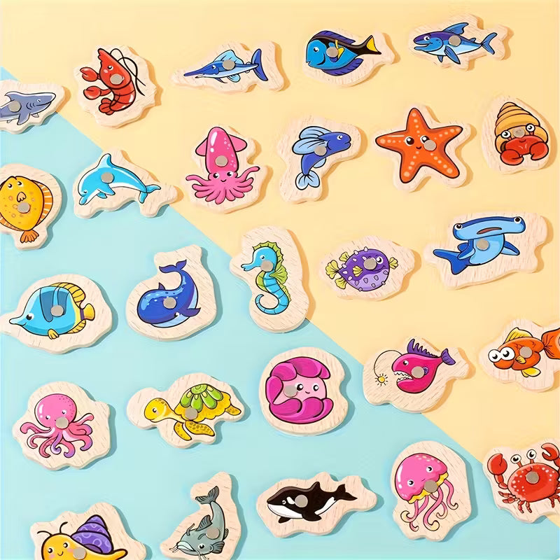 Wooden Magnetic Ocean Fishing Game