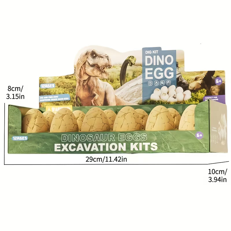 12 Ephemeral Dinosaur Egg Digging Toy Set