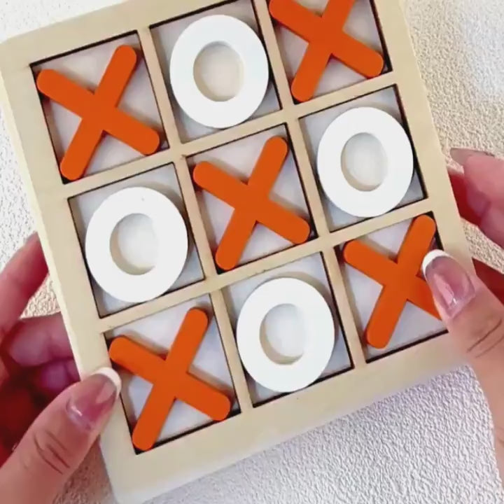 Wooden XO Nine-Grid Puzzle Game
